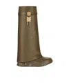 Givenchy Shark Lock Biker Boots In Grained Leather In Brown