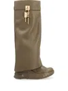 Givenchy Shark Lock Biker Boots In Grained Leather In Brown