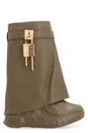 Givenchy Shark Lock Biker Ankle Boots In Grained Leather In Green