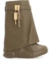 Givenchy Shark Lock Biker Ankle Boots In Grained Leather In Grün