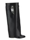 Givenchy Shark Lock Calf Leather Knee-high Boots In Black