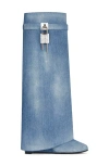 Givenchy Shark Lock Boots Wide Fit In Washed Denim In Medium Blue