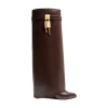 Givenchy Shark Brown Boots With Padlock Detail And Slip-on Style In Leather Woman In Burgundy