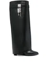 Givenchy Shark Lock Calf Leather Knee-high Boots In Black