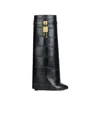 Givenchy Shark Lock Boots In Crocodile Effect Leather In Black