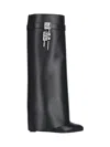 Givenchy Black Leather Shark Lock Boot Women In Black