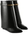 Givenchy Women Black Ankle Boots With Wedge Heels And Logo Plaque On The Side In Leather Woman In Black
