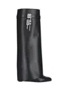 Givenchy Shark Lock Calf Leather Knee-high Boots In Black  
