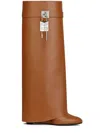 Givenchy Leather Shark Lock Knee High Boots 90 In Brown