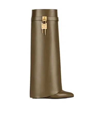 Givenchy Shark Lock Boots In Deep Khaki