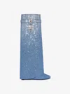 Givenchy Shark Lock Diamond-encrusted Cowboy Boots In Blue