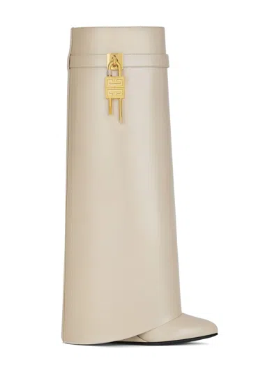 Givenchy Shark Lock Boots In Leather 90mm In Neutrals
