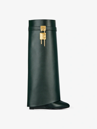 Givenchy Bottes Shark Lock En Cuir In Green Forest
