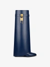 Givenchy Shark Lock Boots In Leather In Petrol Blue