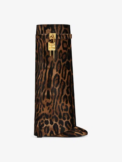 GIVENCHY SHARK LOCK BOOTS IN LEOPARD PRINT HAIRCALF 