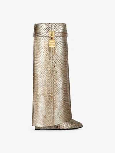 Givenchy Shark Lock Boots In Python With Iridescent Effect In Silvery