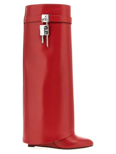Givenchy 'knee Length Lock Detail Pointed Toe Boots' In Red
