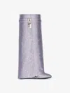 Givenchy Shark Lock Boots Wide Fit In Satin With Strass In Lavender