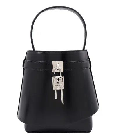 Givenchy Shark Lock Leather Bucket Bag In Black
