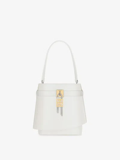 Givenchy Shark Lock Bucket Bag In Box Leather In White