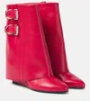 Givenchy Shark Lock Leather Ankle Boots With Covered Wedge Heels In Red