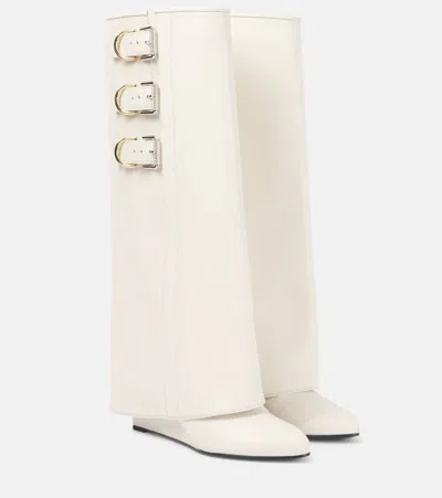 Givenchy Shark Lock Buckles Boots In Leather In White