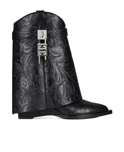 Givenchy Padlock Wedge Heel Short Boots In Black