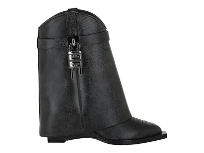 Pre-owned Givenchy Shark Lock Cowboy Ankle Western Boots (women's) Sneakers In Black