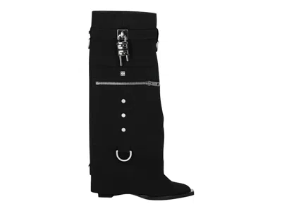 Pre-owned Givenchy Shark Lock Cowboy Boots Silver (women's) Sneakers In Black