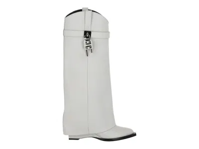 Pre-owned Givenchy Shark Lock Cowboy Boots (women's) Sneakers In Ivory In White