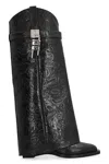 Givenchy Shark Lock Cowboy Leather Boots In Black