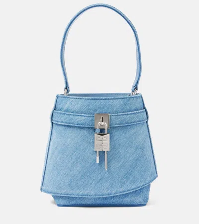Givenchy Shark Lock Denim Bucket Bag In Blue