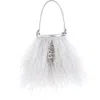 Givenchy Shark Lock Faux Feather Bucket Bag In Light Grey