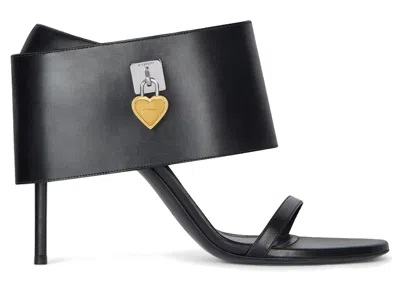 Pre-owned Givenchy Shark Lock Heart Sandals (women's) Sneakers In Black