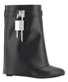 Givenchy Shark Lock Calf Leather Knee-high Boots In Black