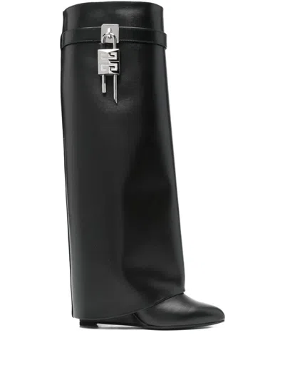 Pre-owned Givenchy Shark-lock Knee-high Boots In Black
