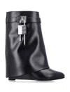 Givenchy Draped Design Black Boots With Pointed Toe And Signature Buckle In Black
