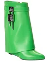 Givenchy Shark Lock Leather Boot In Green