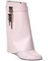 Givenchy Shark Lock Leather Boot In Pink