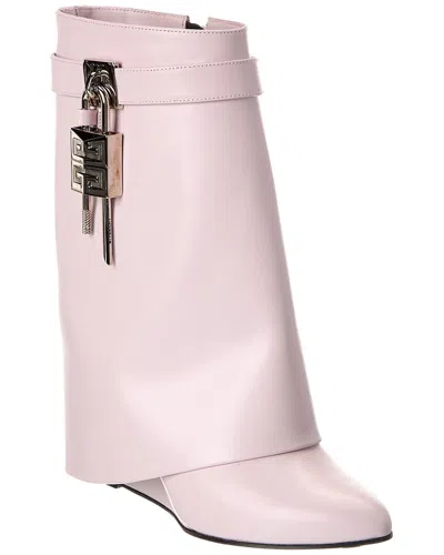 Givenchy Shark Lock Leather Boot In Pink