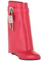Givenchy Shark Lock Leather Boot In Red