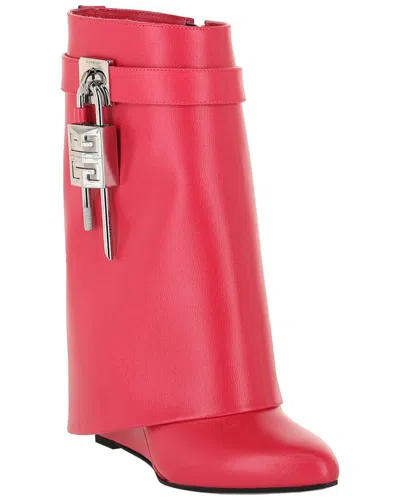 Givenchy Shark Lock Leather Boot In Red