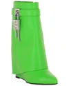 Givenchy Shark Lock Leather Bootie In Green