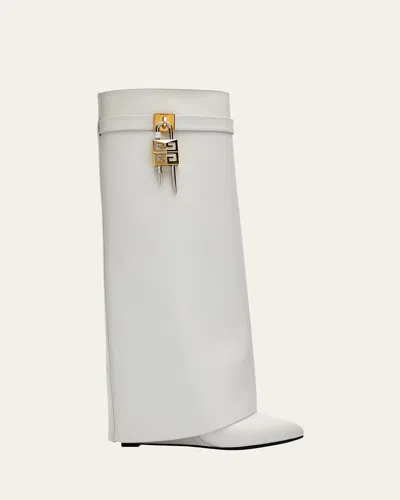 Givenchy Shark Lock Leather Boots In Gray