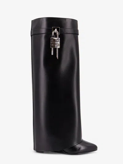 Givenchy Shark Lock Leather Boots In Black