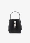 Givenchy Micro Shark Lock Bucket Bag In Box Leather In Black