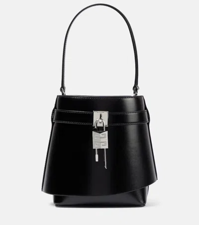 Givenchy Shark Lock Leather Bucket Bag In Grey