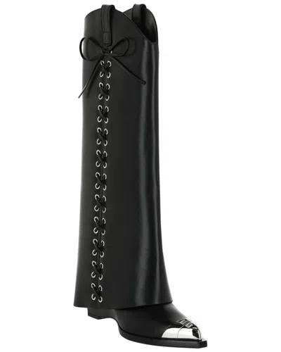 Givenchy Shark Lock Leather Cowboy Boot In Black