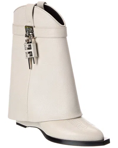 Givenchy Shark Lock Leather Cowboy Boot In Neutral