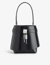 Givenchy Micro Shark Lock Bucket Bag In Box Leather In Black